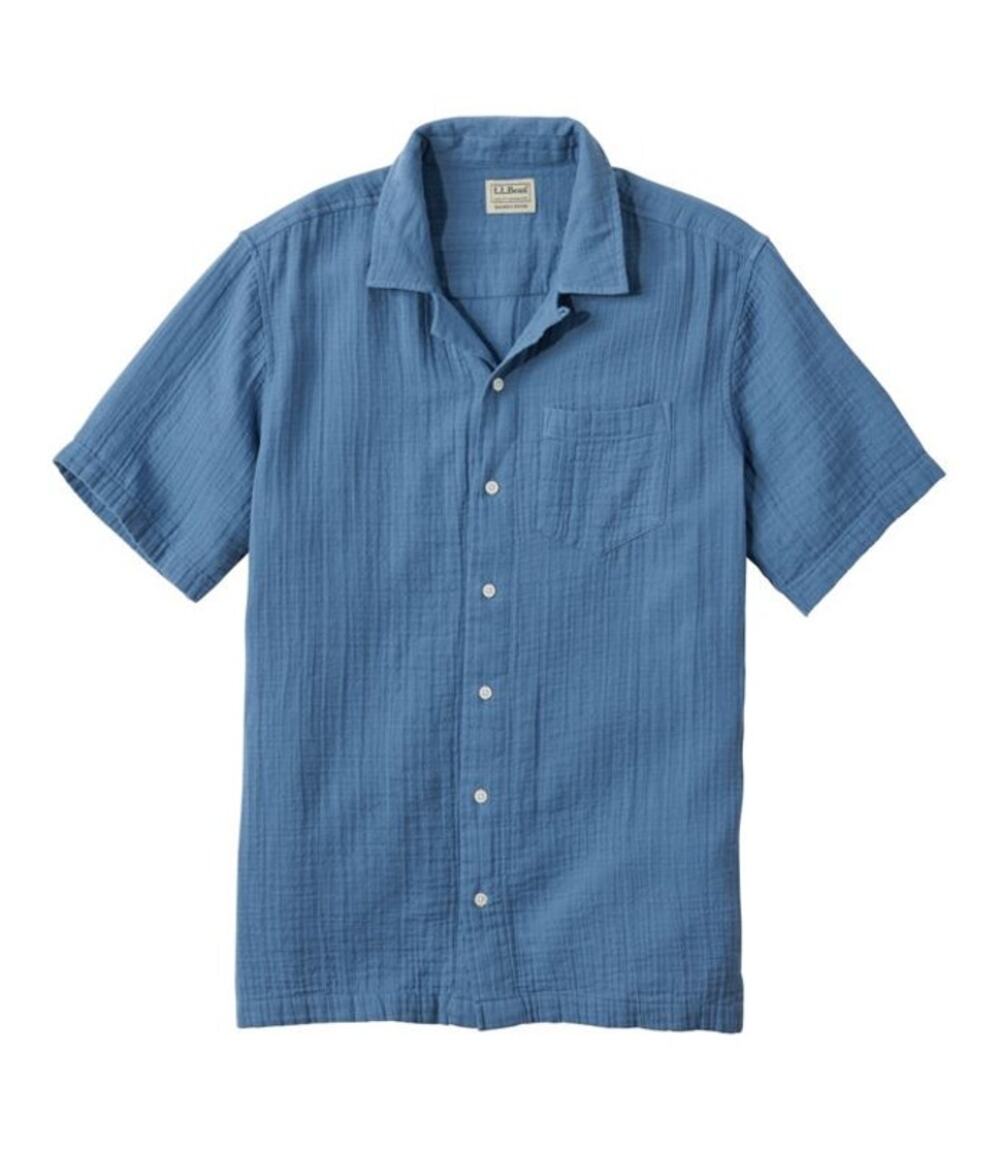 NWT L.L.Bean Men's Cloud Gauze Short-Sleeve Shirt in Delta Blue size XL TALL